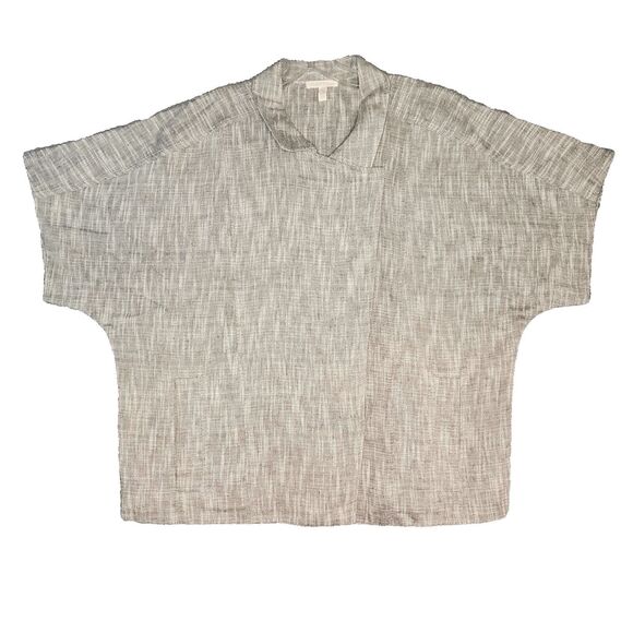 Eileen Fisher Women's Asymmetrical-Button Boxy Jacket  Cotton Linen Large L - Picture 1 of 6